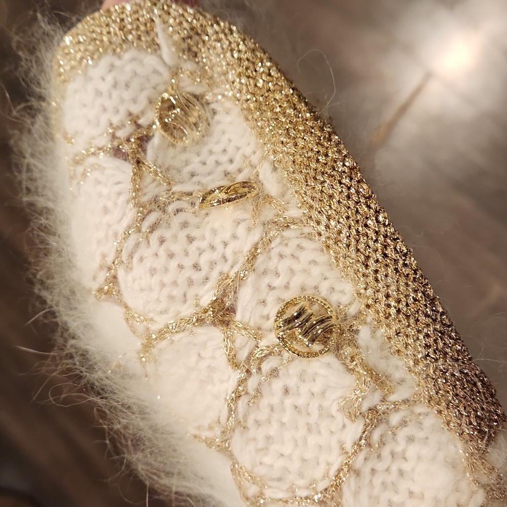 ❤️ 80s VINTAGE PETER LYNNE NEW YORK GOLD CREAM ANGORA SWEATER CARDIGAN, 10 - Picture 8 of 11